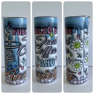 Iced Coffee & Anxiety 20oz Skinny Tumbler